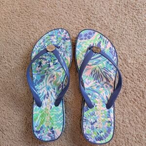 Colorful Flip Flops with Blue Straps